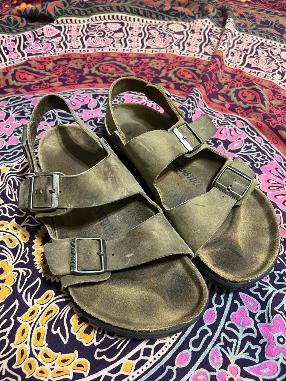 Birkenstock Milano crosstown Rugged Leather Sandals Khaki size 44